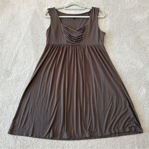 Saint Tropez West Fit& Flare Empire Sleeveless Brown Stretch Knit Tank Dress XL